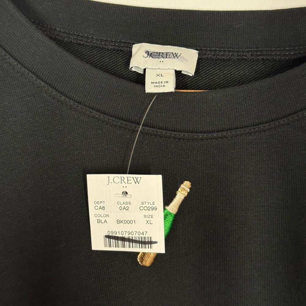 J Crew Party Drinks Embroidered Sweatshirt Women's Size XL Black Knit Preppy NWT - Picture 6 of 8